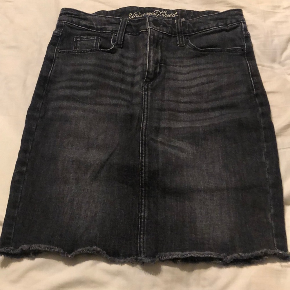 Black high rise jean skirt